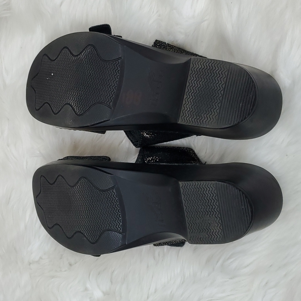 - Dansko Sophie Metallic Python Sandals Buckle Wo… - image 5